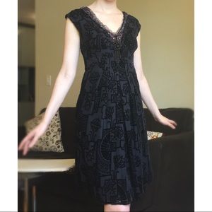 NANETTE LEPORE velvet and silk dress with beading